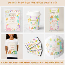 Pastel Dino Girl Birthday Party Set