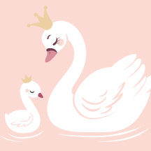 Swan Baby Shower Bird with Crown Peach