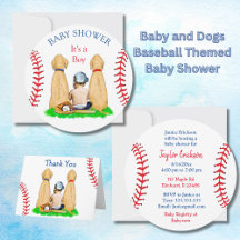 Baby Boy, Two Labs Baseball Themed Baby Shower