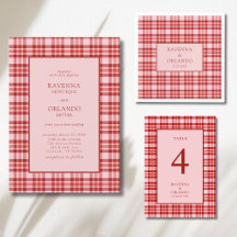 Vintage Red Pink Plaid Country