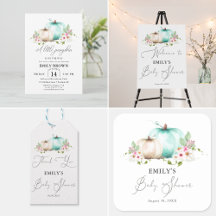 Elegant Turquoise Pumpkin Baby Shower Collection