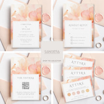 Modern Watercolor Blush Peach Floral Wedding