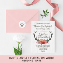 Rustic Deer Antlers & Floral Wedding Suite