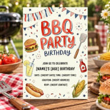 BBQ Birthday Invitations | Backyard Cookout Summer