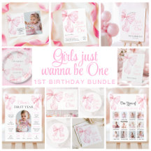 Girls Just Wanna Be One - Pink Bow 1st Birthday