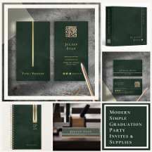 Emerald Green & Gold Business Card Office Supplies