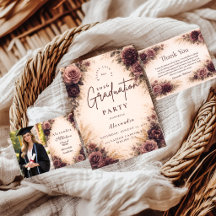 Moody Burgundy Floral Graduation Party