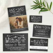 Rustic Script Black Chalkboard Wedding Collection