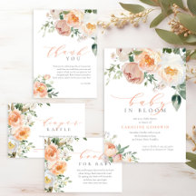 Elegant Peach Floral Baby in Bloom Baby Shower