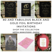 80 and fabulous gold foil birthday invitations
