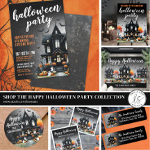 Dark Moody Haunted House Happy Halloween Party