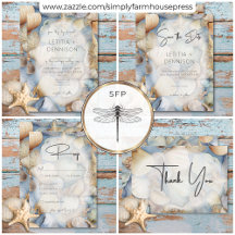 Tropical Seashells Scene Modern Wedding