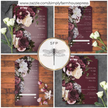Dark Elegant Burgundy & Cream Floral Wedding