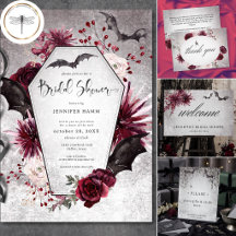 Gothic Black & Burgundy Spooky Bridal Shower