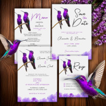 Chic Purple Hummingbirds and Petals Wedding