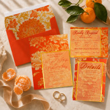 Opulent Mandarin Orange Floral Wedding Suite 