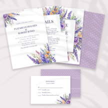 Boho Lilac Watercolor Wildflower Wedding Suite