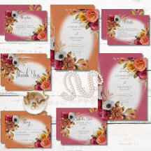 Vintage Floral Rust & Fuchsia Wedding Suite