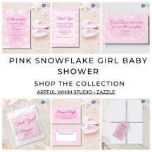 Delicate pink snowflake pattern baby girl shower