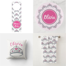 Pink Princess Tiara Bed and Bath Collection
