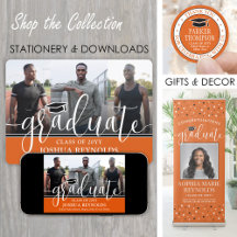 Orange Black White Modern Graduation Celebration