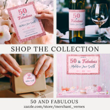 50 and Fabulous Elegant Rose Pink Glitter Birthday