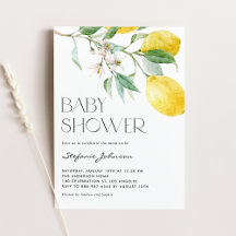 Watercolor Lemon Bouquet Invitation Collection