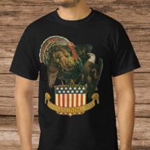 Thanksgiving Day with Turkey, Eagle, American Flag