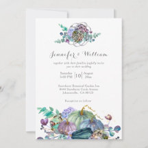 Botanical Watercolor Pastel Autumn Pumpkin Wedding