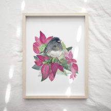Dark-Eyed Junco Watercolor and Colored Pencil Art