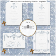 Elegant Dusty Blue Chinoiserie Cherub Wedding