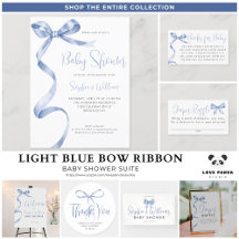 Blue Watercolor Ribbon Bow Boy Baby Shower 002