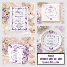 Purple Butterfly Baby Girl Baby Shower Collection
