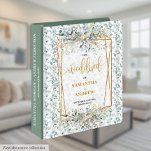 Dusty Green Eucalyptus Gold Wedding Binders #196W