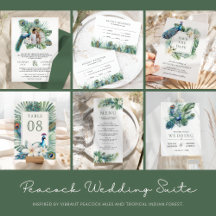 Tropical Indian Peacock Floral Wedding Suite