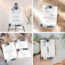 Navy Blue and Dusty Rose Floral Collection