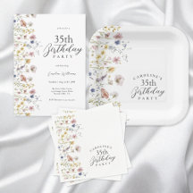 35th Birthday Party Wildflowers Watercolor Floral