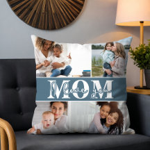 Cute I LOVE YOU MOM 4 Photo Blue