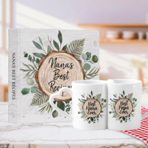 Watercolor Rustic Wood Slice and Foliage