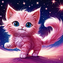 Magical Pink Kitten with Sparkling Blue Eyes