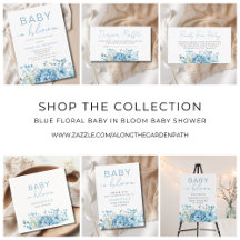 Blue Floral Baby In Bloom Baby Shower