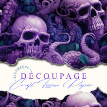 Purple Octopus with Skulls