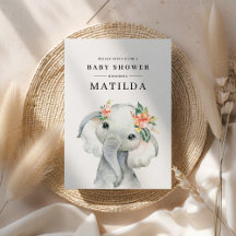 Watercolor elephant baby shower collection