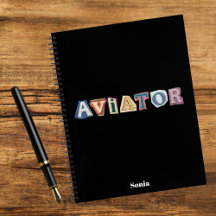 Aviator Text on T-shirts Notebooks Cellphone Cases