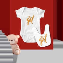 It’s a girl baby shower Orange & white Collection