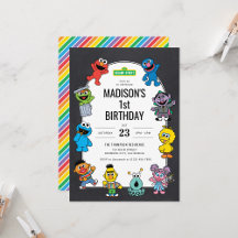 Sesame Street Characters Chalkboard Birthday