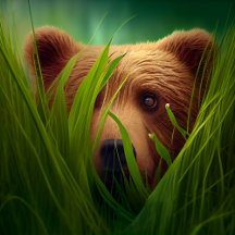 Cartes Postales bear herbe