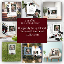 Burgundy Navy Floral Funeral Memorial 