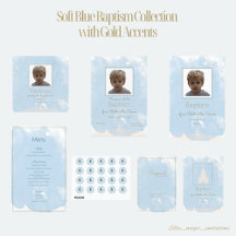 Soft Blue Baptism Collection with Gold Accents