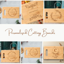 Elegant Floral Family Name Newlyweds Cutting Board